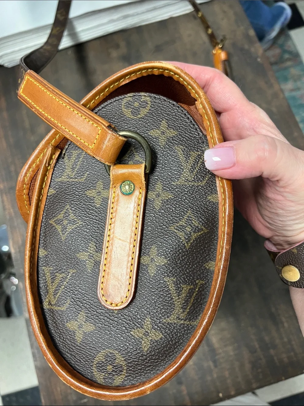 Louis Vuitton Monogram Shoulder Bag in Brown and Tan Leather